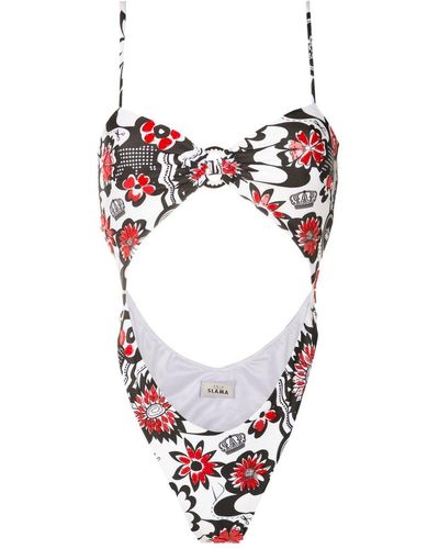 Amir Slama Floral-print Cut-out Swimsuit - Red