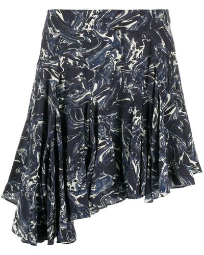 Isabel Marant Teyana Marble-print Silk Skirt - Grey
