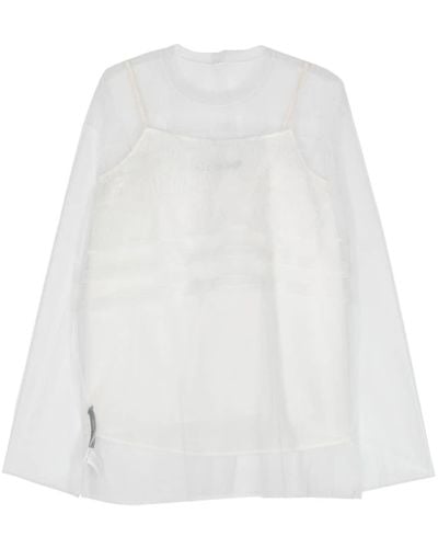 Sofie D'Hoore Embroidered mesh sheer top - Blanc