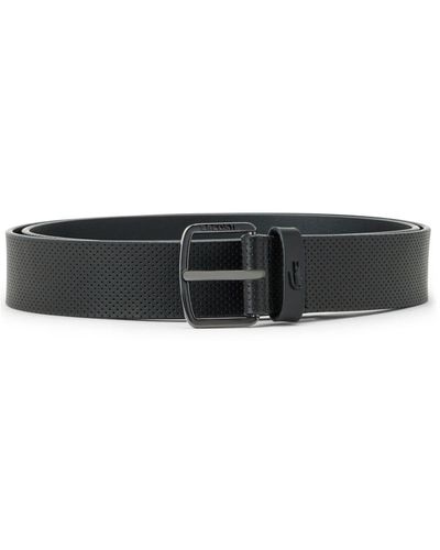 Lacoste Ceinture en cuir à logo gravé - Noir