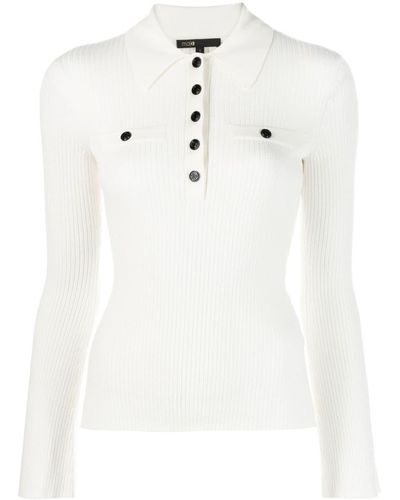 Maje Button-up Knitted Sweater - White