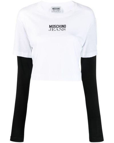 Moschino Jeans T-Shirt mit Logo-Print - Weiß