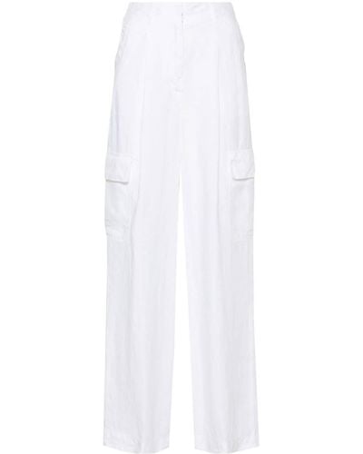 Peserico Linen Chambray Straight Trousers - White
