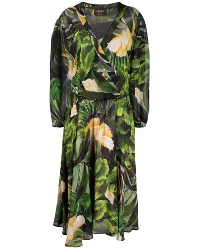 Liu Jo Tropical-print Midi Dress - Green