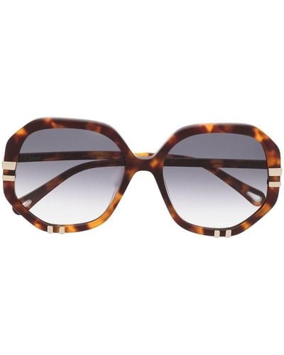 Chloé Tortoise-shell Geometric Sunglasses - Brown