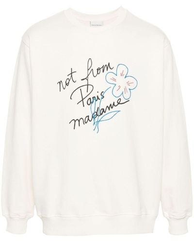 Drole de Monsieur Sweatshirt mit Text-Print - Weiß