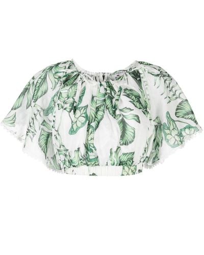 We Are Kindred Amelie Gathered Crop Top - Green