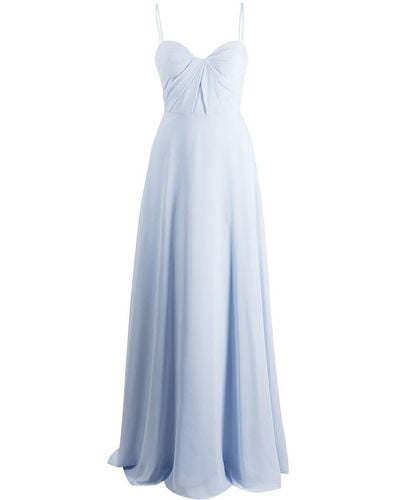 Marchesa Bodenlanges Kleid mit verdrehtem Detail - Blau