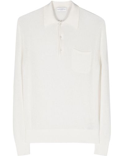 Ballantyne Poloshirt mit Lochstrickmuster - Weiß