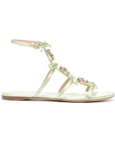Giambattista Valli Crystal-embellished Satin Sandals - White