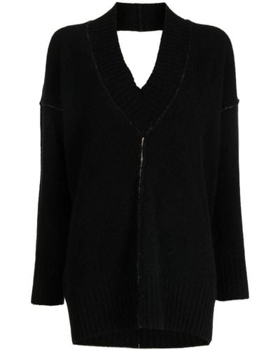 Isabel Benenato Open-back V-neck Sweater - Black