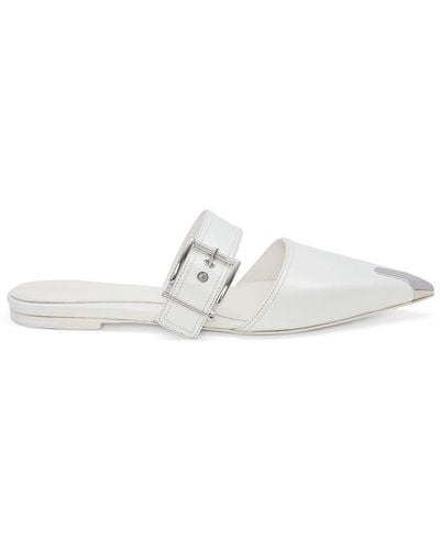 Alexander McQueen Buckle-detail Pointed Sandals - White