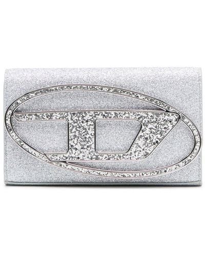 DIESEL Portemonnaie-Tasche aus Glitzerstoff - Grau