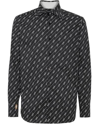 Billionaire Monogram-pattern Cotton Shirt - Grey