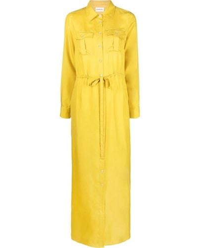 P.A.R.O.S.H. Vestido camisero largo de seda - Amarillo
