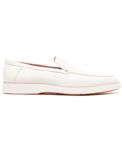 Santoni Contrast-stitch Leather Loafers - White