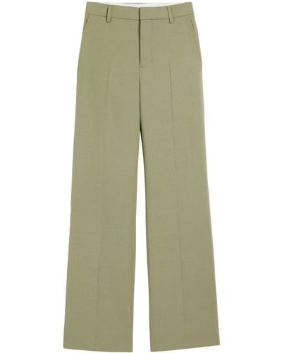 Ami Paris Pressed-crease High-waisted Pants - Green