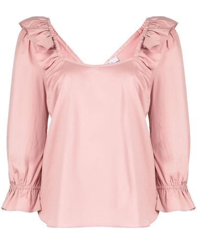PS by Paul Smith Ruffle-trim Cotton Blouse - Pink