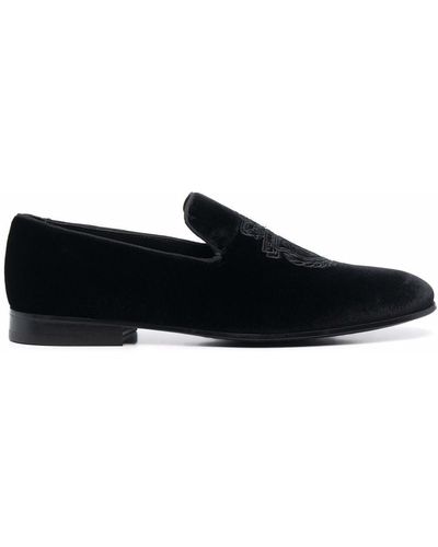 Billionaire Embroidered-logo Loafers - Black