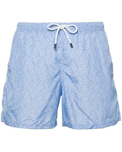 Fedeli Madeira Floral-print Swim Shorts - Blue