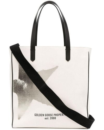 Golden Goose Star-print Canvas Tote Bag - White