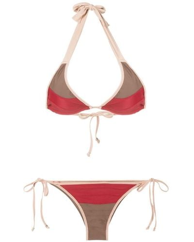 Amir Slama Colour-block Tie-side Bikini Set - Red