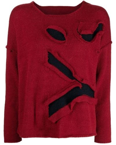 Y's Yohji Yamamoto Cut-out Logo Sweater - Red