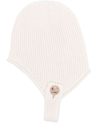 Barrie Ribbed Cashmere Hat - White