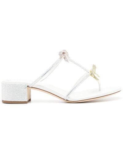 Rene Caovilla Caterina Slip-on Leather Sandals - White