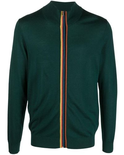 Paul Smith Stripe-detailing Zip-up Cardigan - Green
