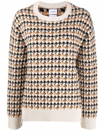 Barrie Houndstooth-pattern Cashmere Pullover - Natural