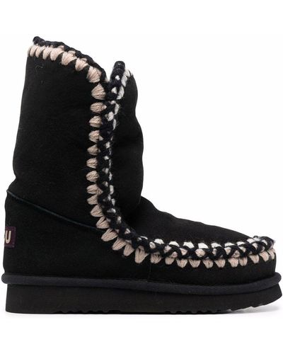 Mou Bottes en daim Eskimo à détails de coutures - Noir