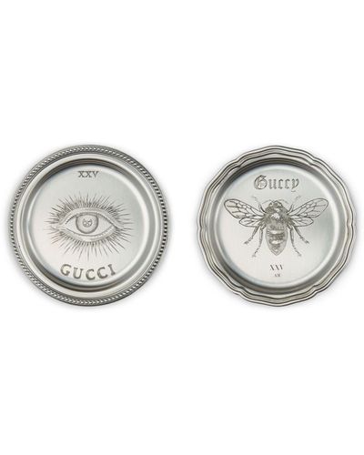 Gucci Sous-verres en métal gravé (lot de 2) - Gris