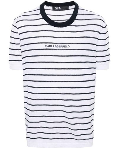 Karl Lagerfeld Striped Knitted T-shirt - Blue