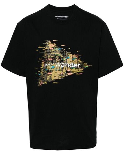 and wander Logo-print Jersey T-shirt - Black