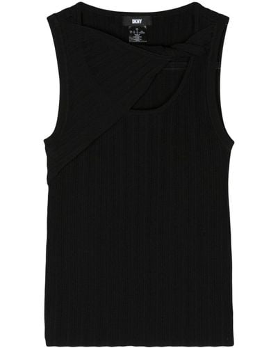 DKNY Top sin mangas con detalle retorcido - Negro