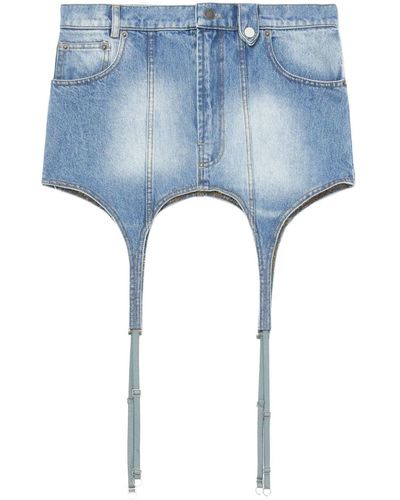Egonlab Stonewash Denim Garter Mini Skirt - Blue