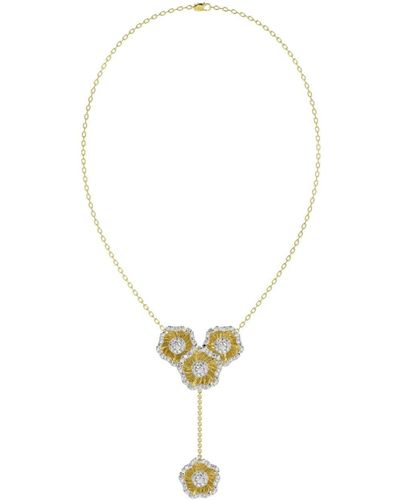 Marchesa 18kt Rose Gold Floral Diamond Necklace - White