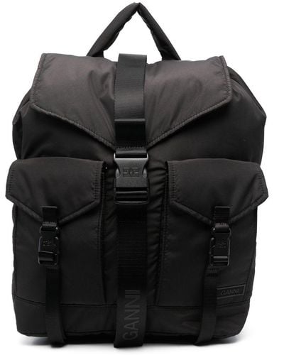 Ganni Tech Rucksack mit mehreren Taschen - Schwarz