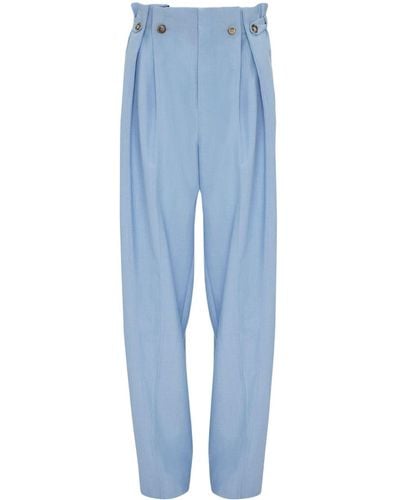 Victoria Beckham Gathered-waist Tapered Trousers - Blue