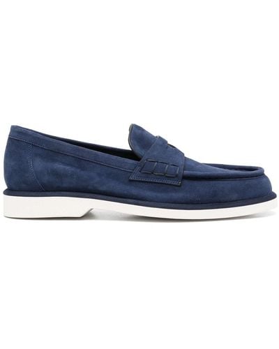 Santoni Almond Leather Loafers - Blue