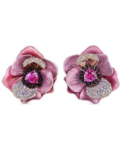 Anabela Chan 18kt Rose Gold Bloom Sapphire And Diamond Earrings - Pink