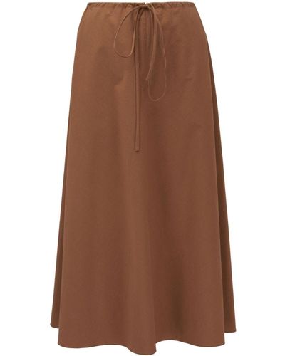 Peter Cohen Tied-waist Cotton Midi Skirt - Brown