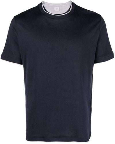 Eleventy Crew-neck Cotton T-shirt - Blue