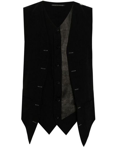 Yohji Yamamoto Layered Cotton Waistcoat - Black