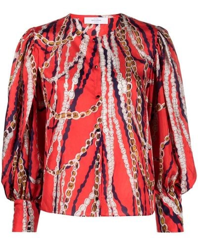 Roseanna Hill Sevigny Chain-print Silk Blouse - Red