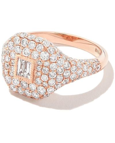 SHAY 18kt Rose Gold Diamond Baguette Pavé Ring - White