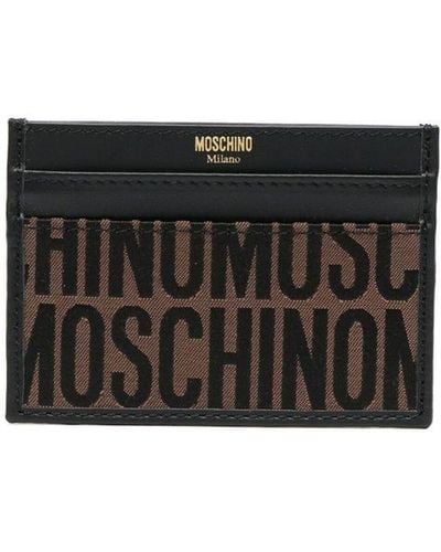 Moschino Porte-cartes zippé à logo en jacquard - Noir