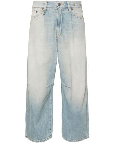 R13 Jeans crop a gamba ampia - Blu