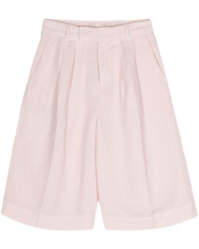Briglia 1949 Pleat-detail Linen Shorts - Pink